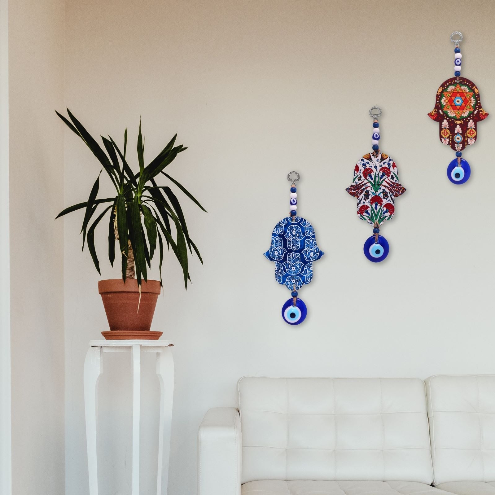Hamsa Wall Decor with Jewish Star for Home with Evil Eye | Alef Bet by ...