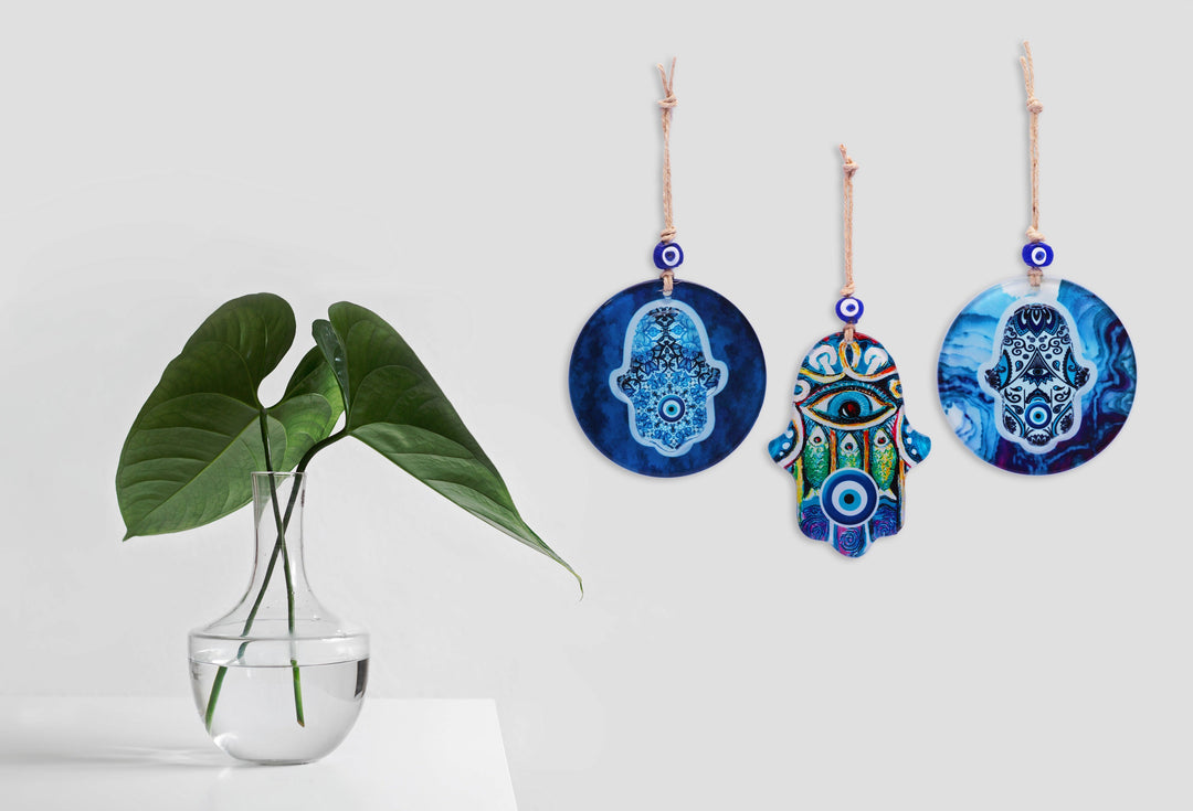 blue hamsa amulets for home