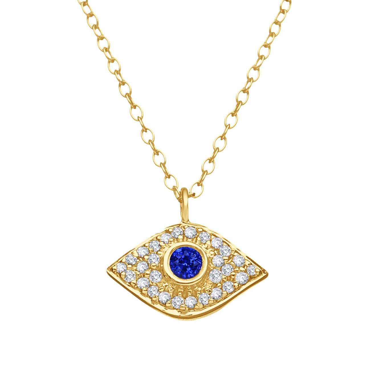 blue gold nazar evil eye pendant