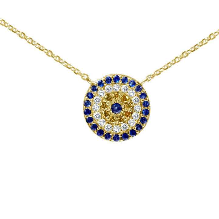 evil eye necklace yellow 14k gold