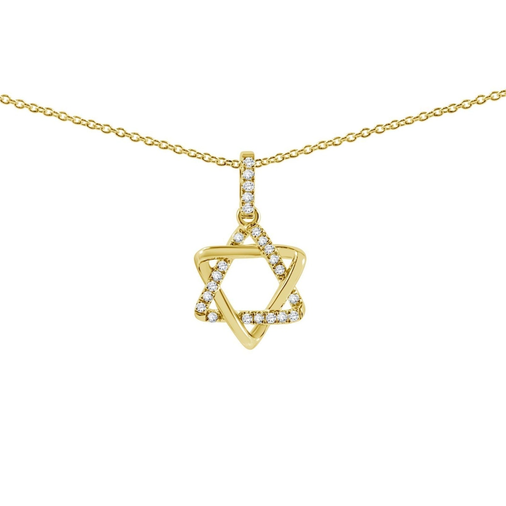 Pave Diamond Jewish Star Necklace - Alef Bet Jewelry by Paula