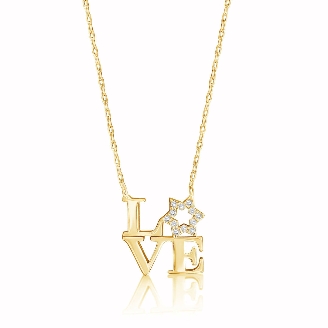 yellow gold love necklace with star